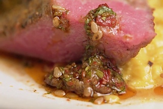 Angus Strip Loin with Sweet Corn Succotash by Chef Jeremy McMillan