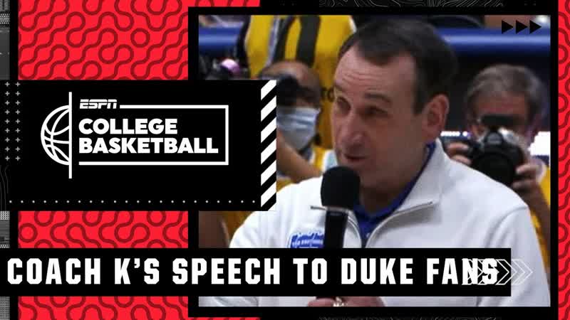 Coach K addresses the Duke crowd: I love my family more than basketball , ESPN College