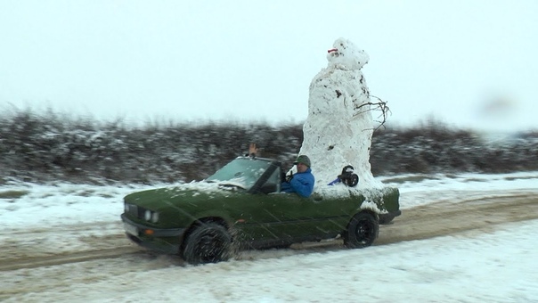 We Built a Snowman on the car and went for drive