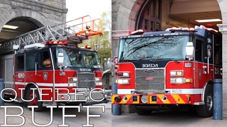 Montreal Fire Department (SIM) Fire Station 16 responding to emergency calls in Plateau Mont-Royal.
