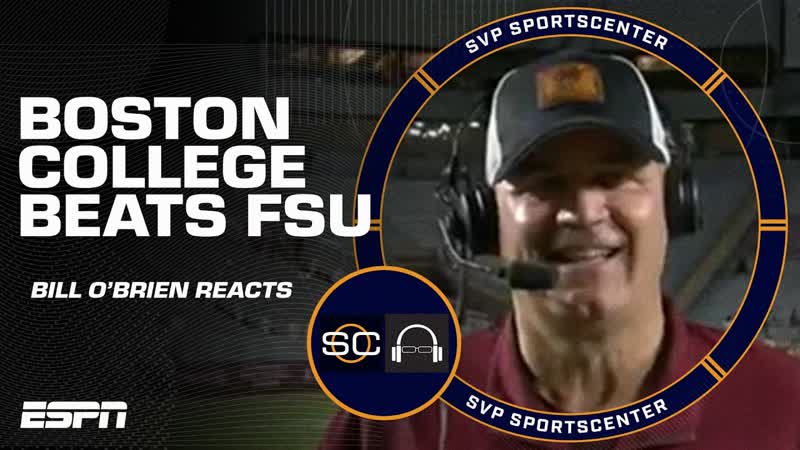 Boston College HC Bill OBrien reacts to DEFEATING NO. 10 FLORIDA STATE in BC debut , SC with
