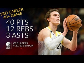 Lauri Markkanen 40 pts 12 rebs 3 asts vs Blazers 22/23 season