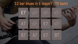 12 bar blues in E major 7 (75 bpm) backing track