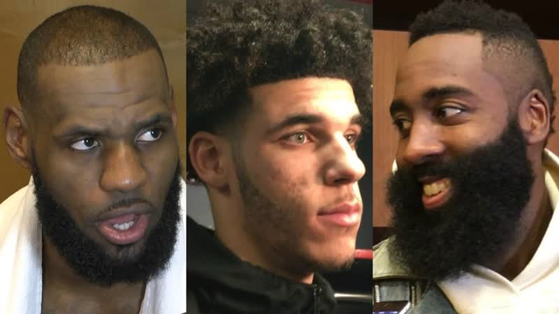 Best NBA post game interviews 11. 9 Le Bron James, James Harden, Lonzo Ball ,