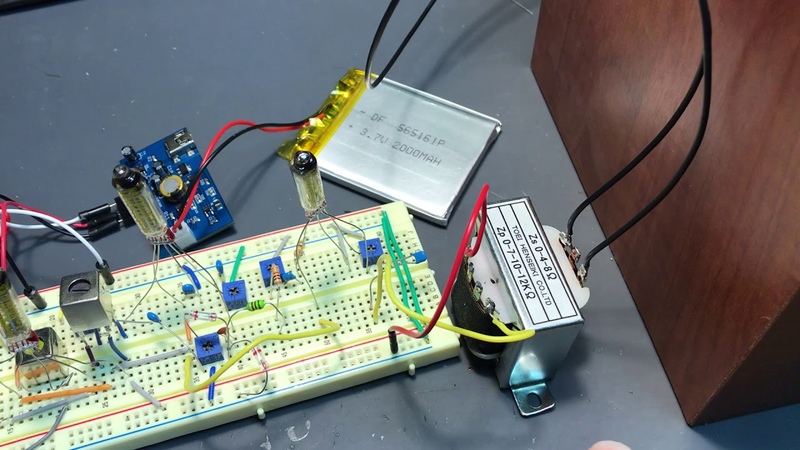 Breadboard 4 tube superheterodyne radio circuit is