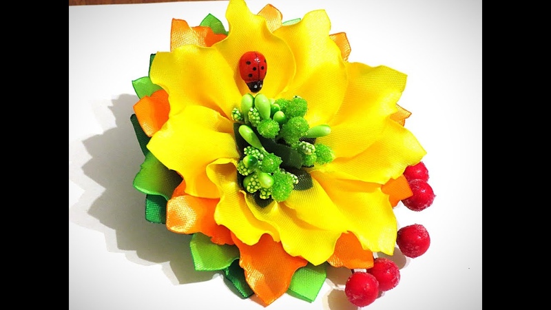 Осенний цветок канзаши, MK от Noel, DIY, Autumn Flower