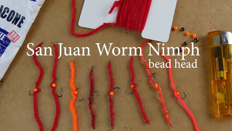 San Juan Worm Nimph Bead Head Verme in ciniglia con pallina tungsteno Facile e veloce da