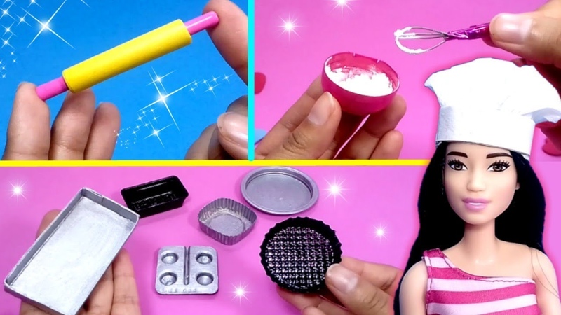 Como hacer Cosas de Cocina para Muñecas Barbie fácil, DIY Miniature Kitchen