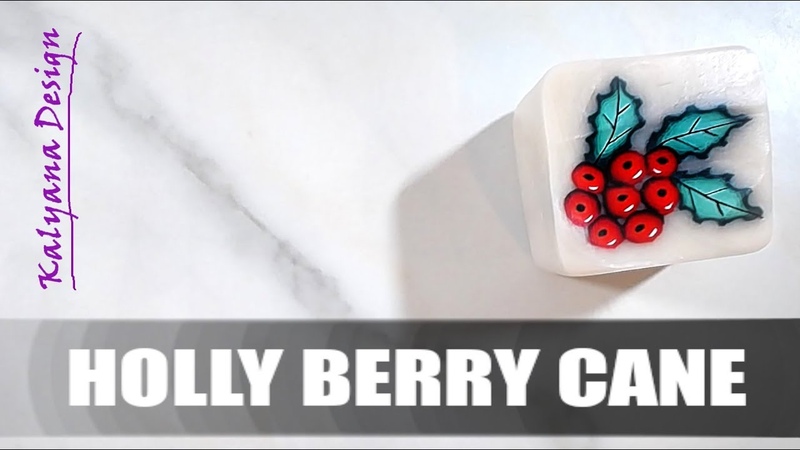 Holly berry cane a Christmas polymer clay tutorial