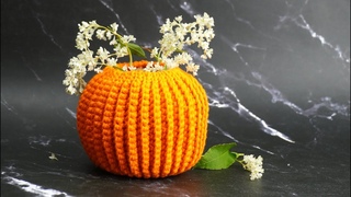 CALABAZA , CESTA O FLORERO TEJIDA A CROCHET