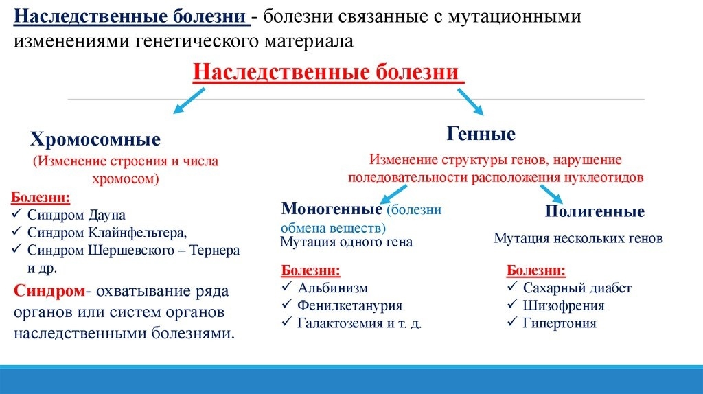 Типы передачи наследственных болезней характеристика примеры